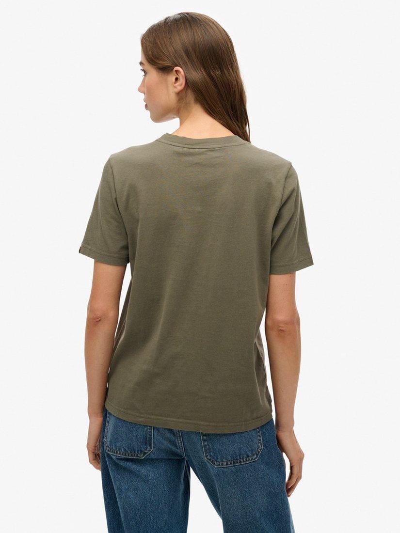 Product image 2 of 4, which shows Superdry Old School Tattoo Relaxed T-Shirt, Dark Khaki, 8