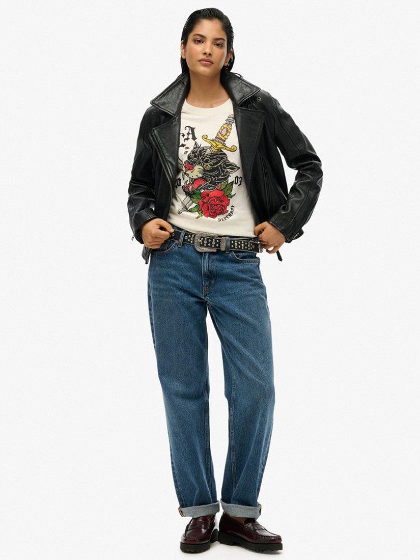 Product image 3 of 5, which shows Superdry Neo Tattoo Pure Organic Cotton T-Shirt, Off White Slub, 8
