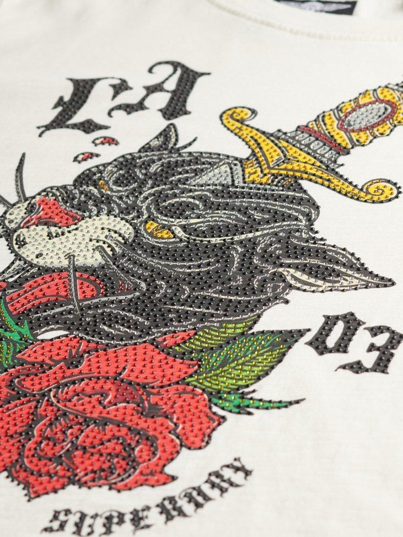 Product image 5 of 5, which shows Superdry Neo Tattoo Pure Organic Cotton T-Shirt, Off White Slub, 8