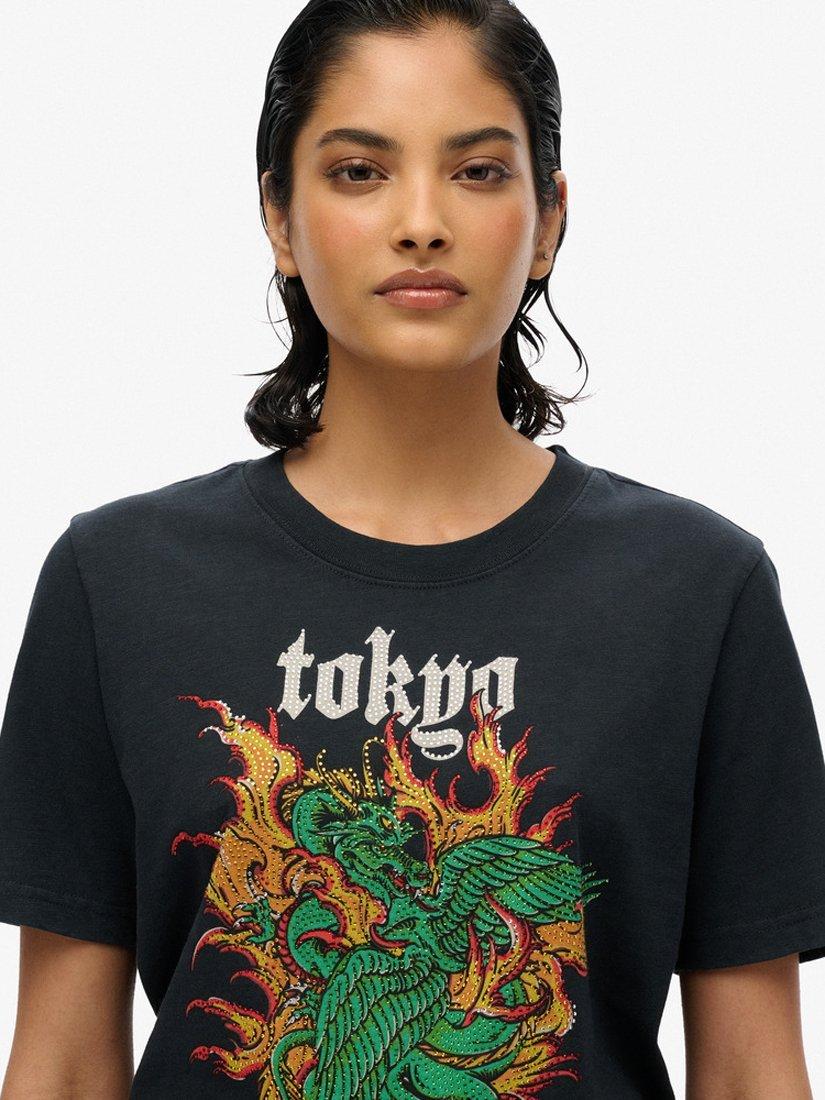 Product image 4 of 5, which shows Superdry Neo Tattoo Pure Organic Cotton T-Shirt, Jet Black, 8