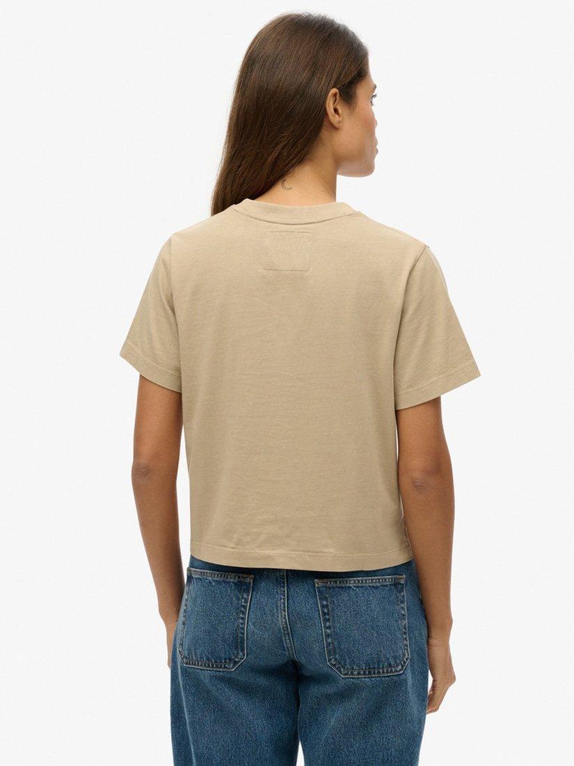Product image 2 of 4, which shows Superdry Logo Boxy Fit T-Shirt, Feather Grey, 8