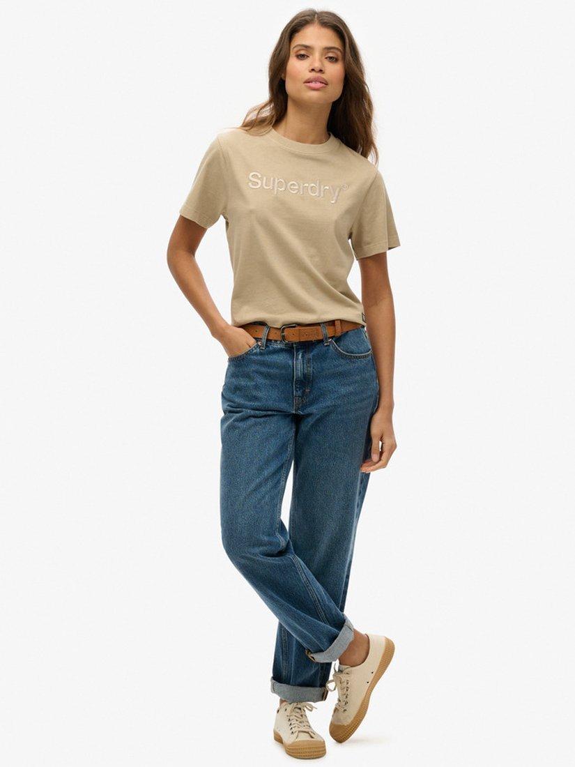 Product image 3 of 4, which shows Superdry Logo Boxy Fit T-Shirt, Feather Grey, 8