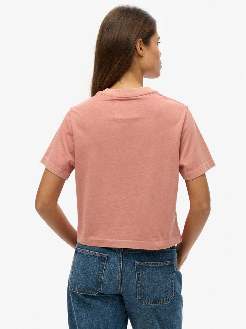 Product image 2 of 5, which shows Superdry Logo Boxy Fit T-Shirt, Ash Rose, 8