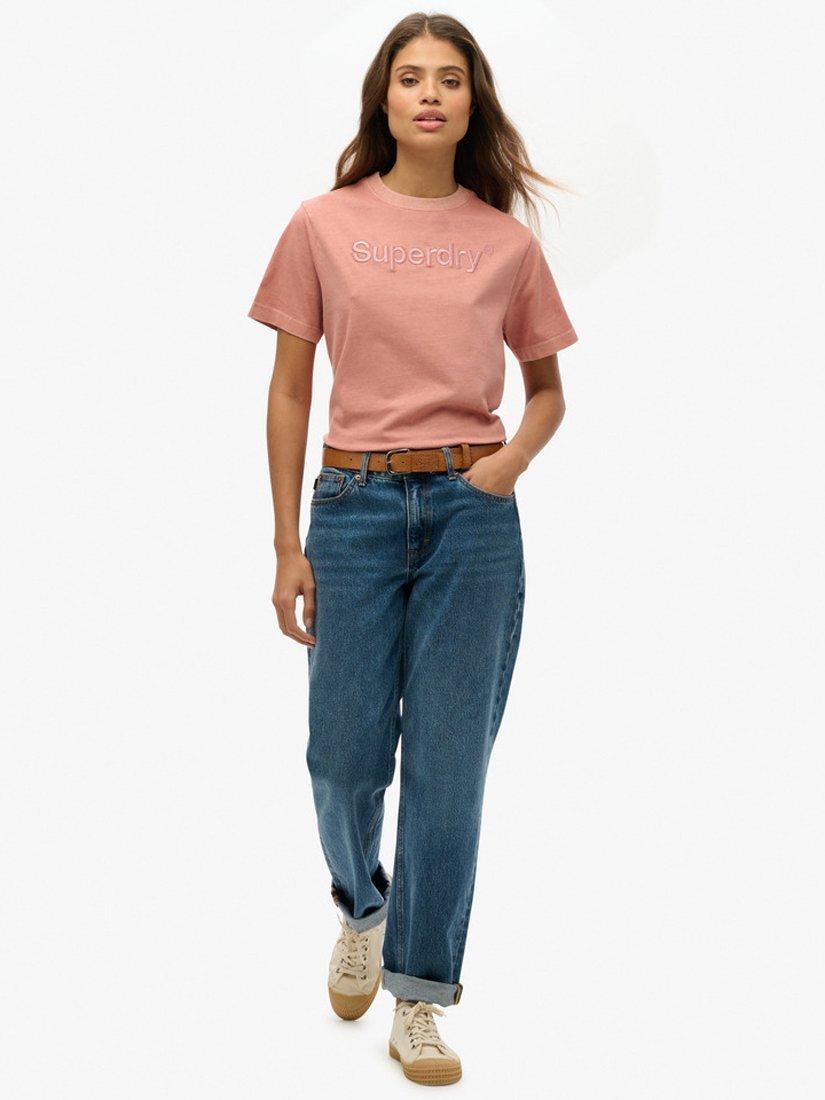 Product image 3 of 5, which shows Superdry Logo Boxy Fit T-Shirt, Ash Rose, 8