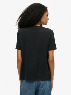 Superdry Embellished Varsity Relaxed T-Shirt - view 2, Washed Black