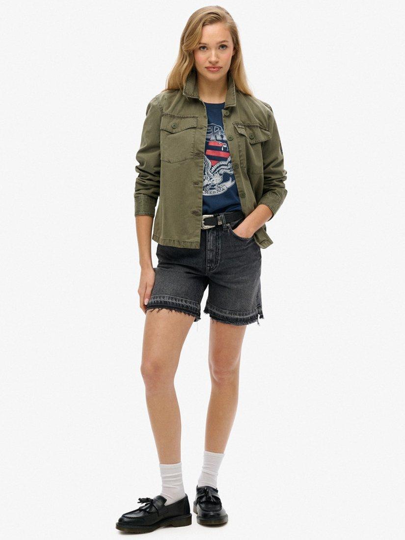 Product image 3 of 4, which shows Superdry Embellished Varsity Relaxed T-Shirt, Lauren Navy, 8
