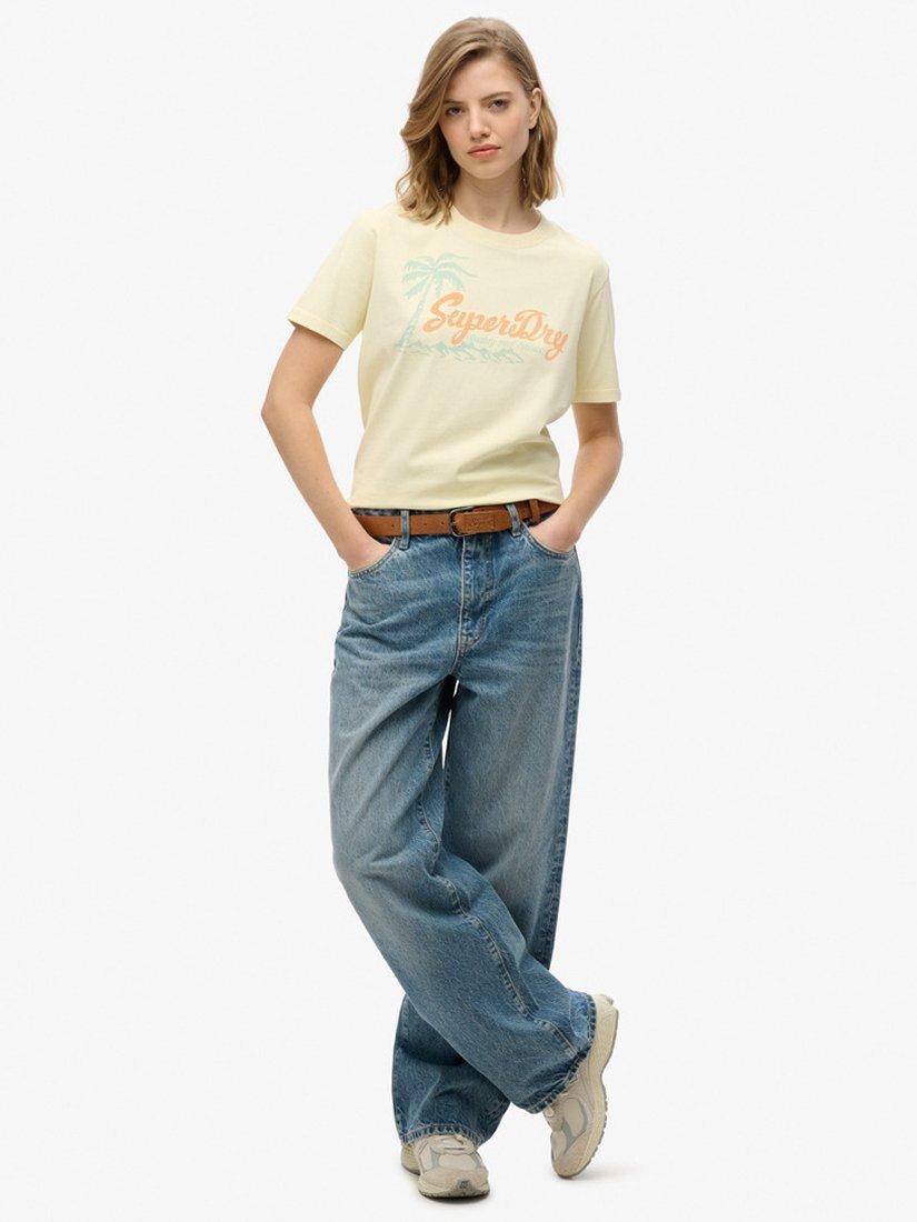 Product image 3 of 4, which shows Superdry Lo-Fi Outdoor Relaxed T-Shirt, Pastel Yellow, 8