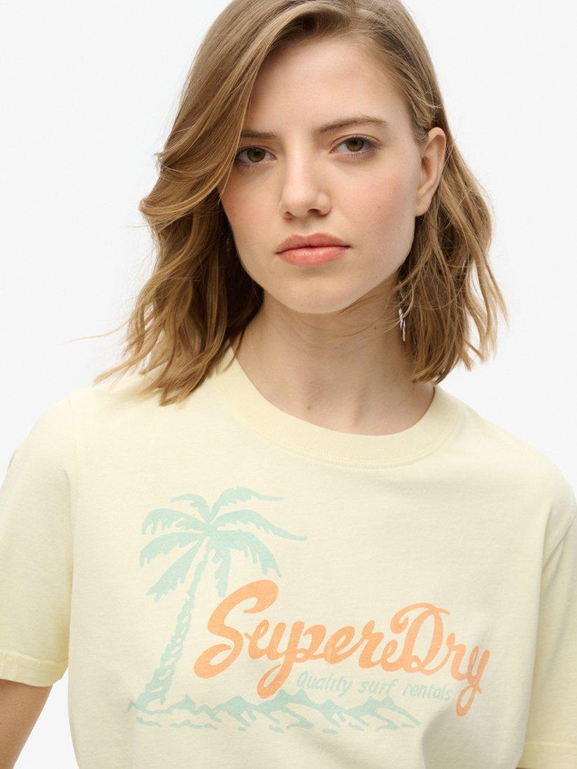 Product image 4 of 4, which shows Superdry Lo-Fi Outdoor Relaxed T-Shirt, Pastel Yellow, 8