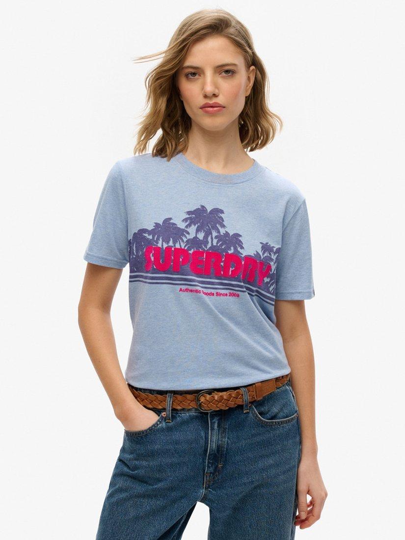 Product image 1 of 5, which shows Superdry Outdoor Stripe Relaxed T-Shirt, Rodeo Drive Blue, 8