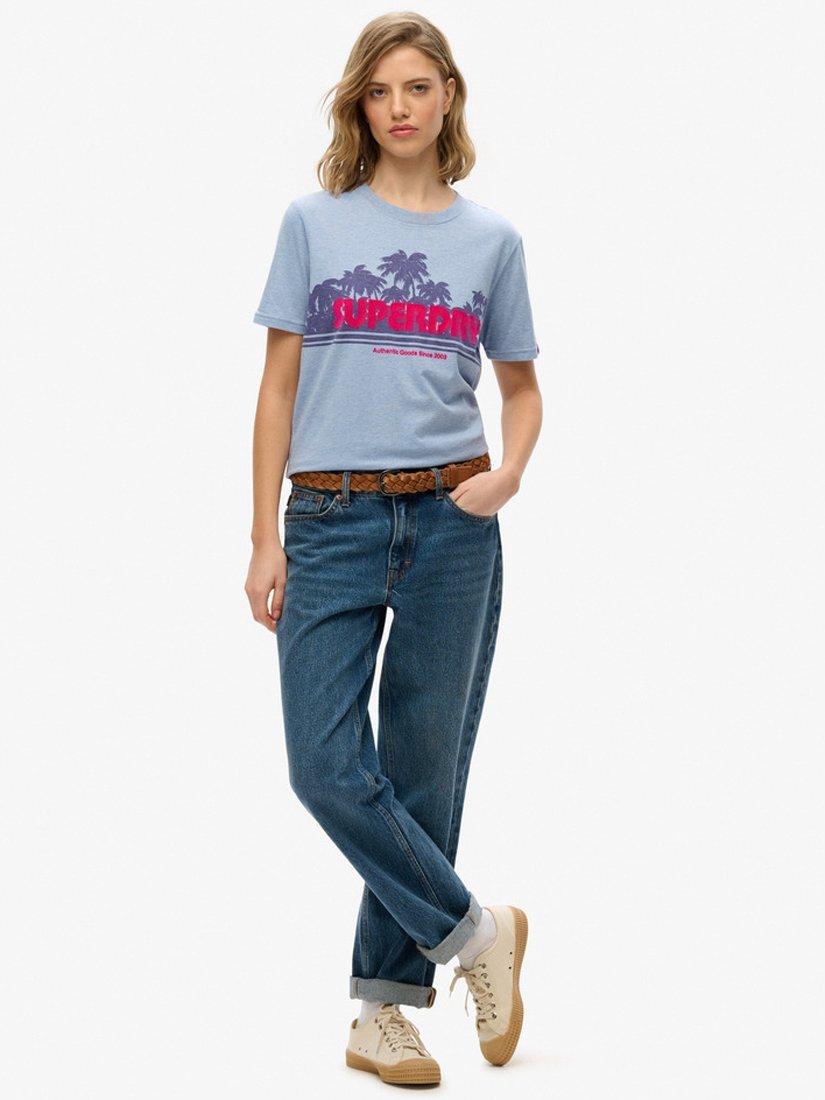 Product image 3 of 5, which shows Superdry Outdoor Stripe Relaxed T-Shirt, Rodeo Drive Blue, 8