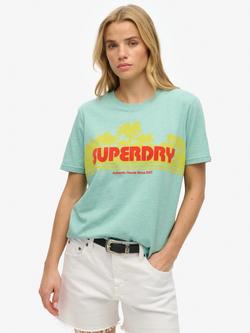 Superdry Outdoor Stripe Relaxed Fit T-Shirt, Sage Green Marl