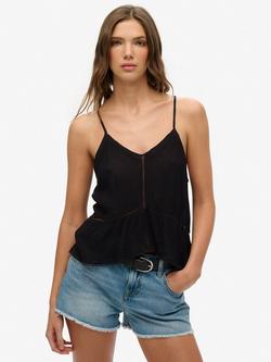 Superdry Ladder Trim Cami Top, Black, Black