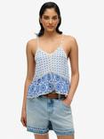 Superdry Boho Ladder Trim Cami Top, Ibiza Blue