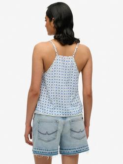 Superdry Boho Ladder Trim Cami Top, Ibiza Blue - view 2, Ibiza Blue