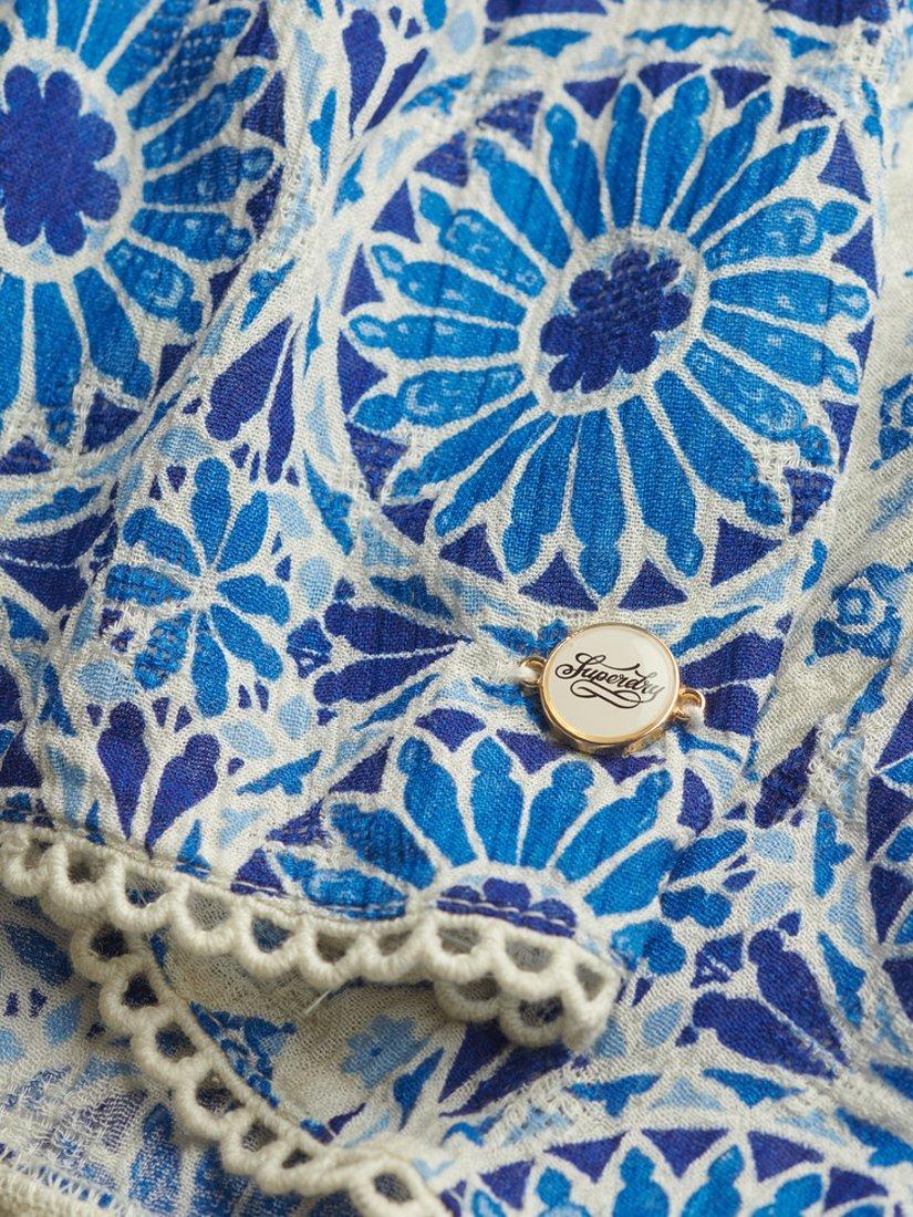 Product image 5 of 5, which shows Superdry Boho Ladder Trim Cami Top, Ibiza Blue, 8