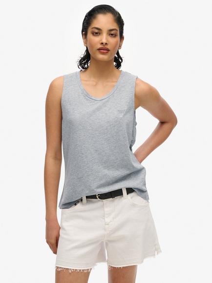 Superdry Scoop Neck Tank Top, Grey Marl, Grey Marl