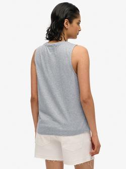 Superdry Scoop Neck Tank Top, Grey Marl - view 2, Grey Marl