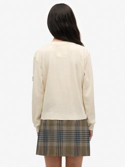 Superdry Athletic Essential Graphic Long Sleeve Top - view 2, Desert Bone White
