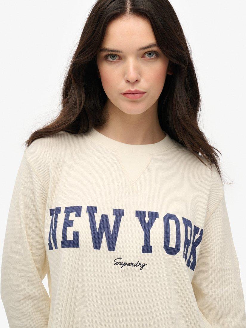 Product image 4 of 4, which shows Superdry Athletic Essential Graphic Long Sleeve Top, Desert Bone White, 8
