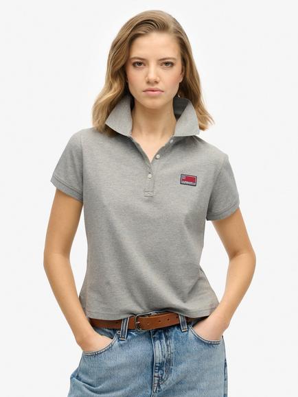 Superdry Athletic Essential Graphic Polo Shirt, Grey Marl, Grey Marl