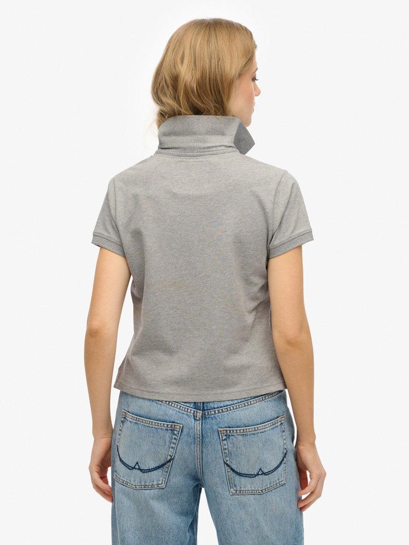Product image 2 of 6, which shows Superdry Athletic Essential Graphic Polo Shirt, Grey Marl, 8
