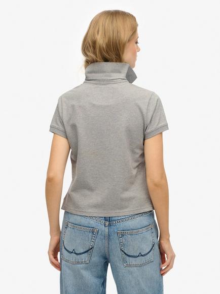 Superdry Athletic Essential Graphic Polo Shirt, Grey Marl - view 2, Grey Marl