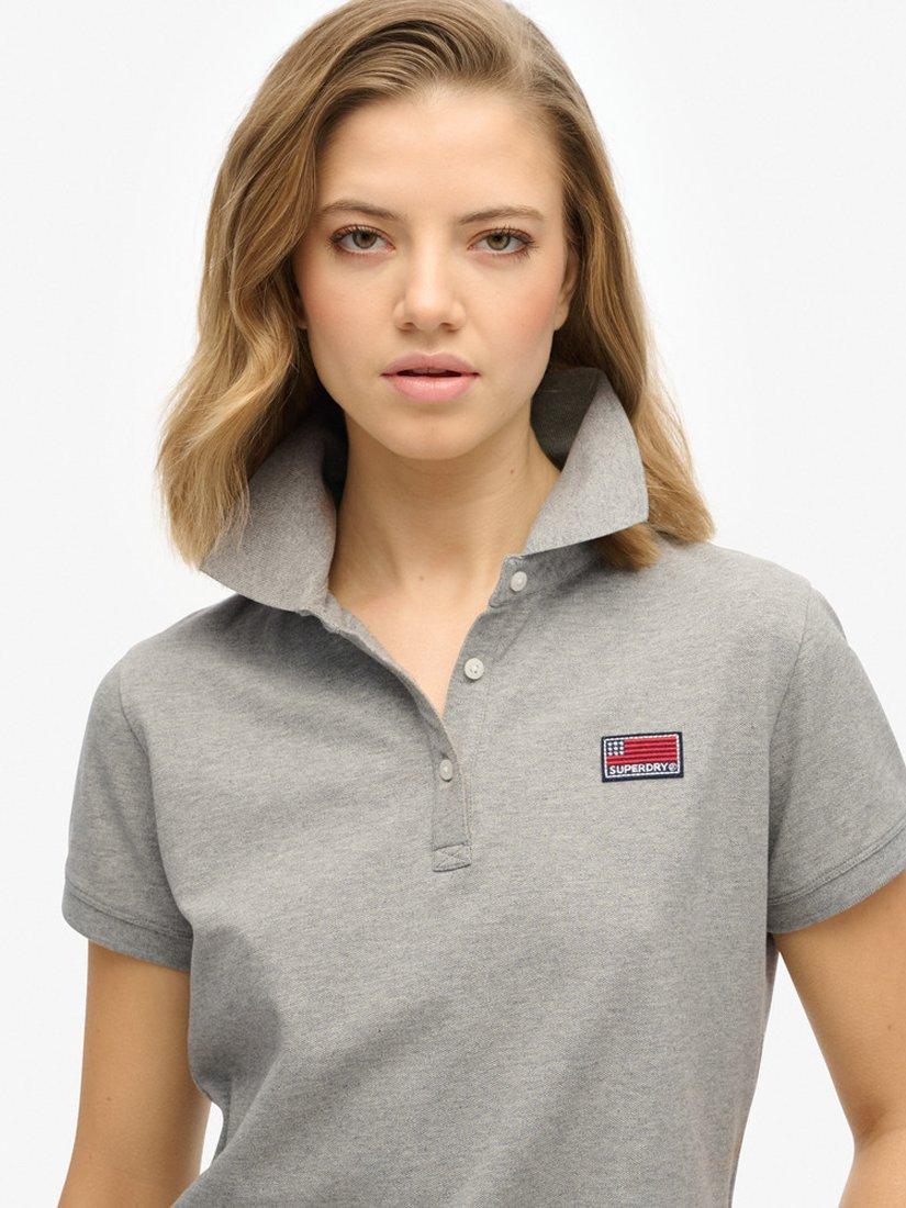 Product image 5 of 6, which shows Superdry Athletic Essential Graphic Polo Shirt, Grey Marl, 8