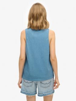 Superdry Essential Logo Garment Dye Vest, Copen Blue - view 2, Copen Blue