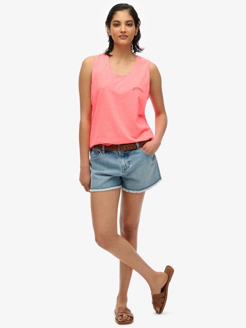 Product image 3 of 5, which shows Superdry Essential Logo Cotton Vest, Fiery Coral, 8