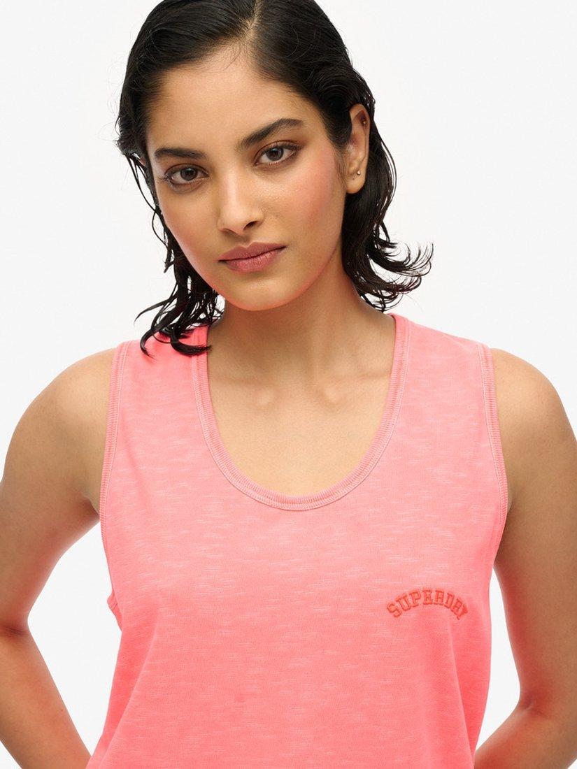 Product image 4 of 5, which shows Superdry Essential Logo Cotton Vest, Fiery Coral, 8