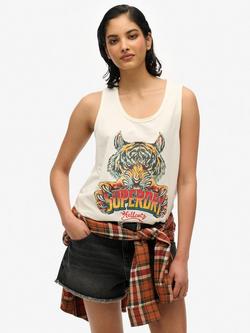 Superdry Biker Rock Racer Vest Top, Off White