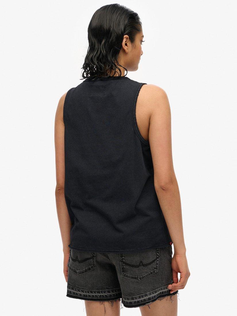 Product image 2 of 4, which shows Superdry Biker Rock Racer Vest Top, Black, 8