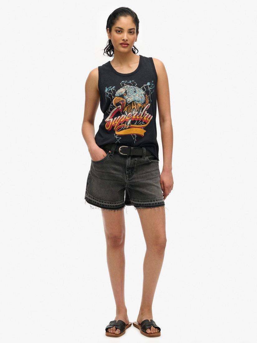 Product image 3 of 4, which shows Superdry Biker Rock Racer Vest Top, Black, 8