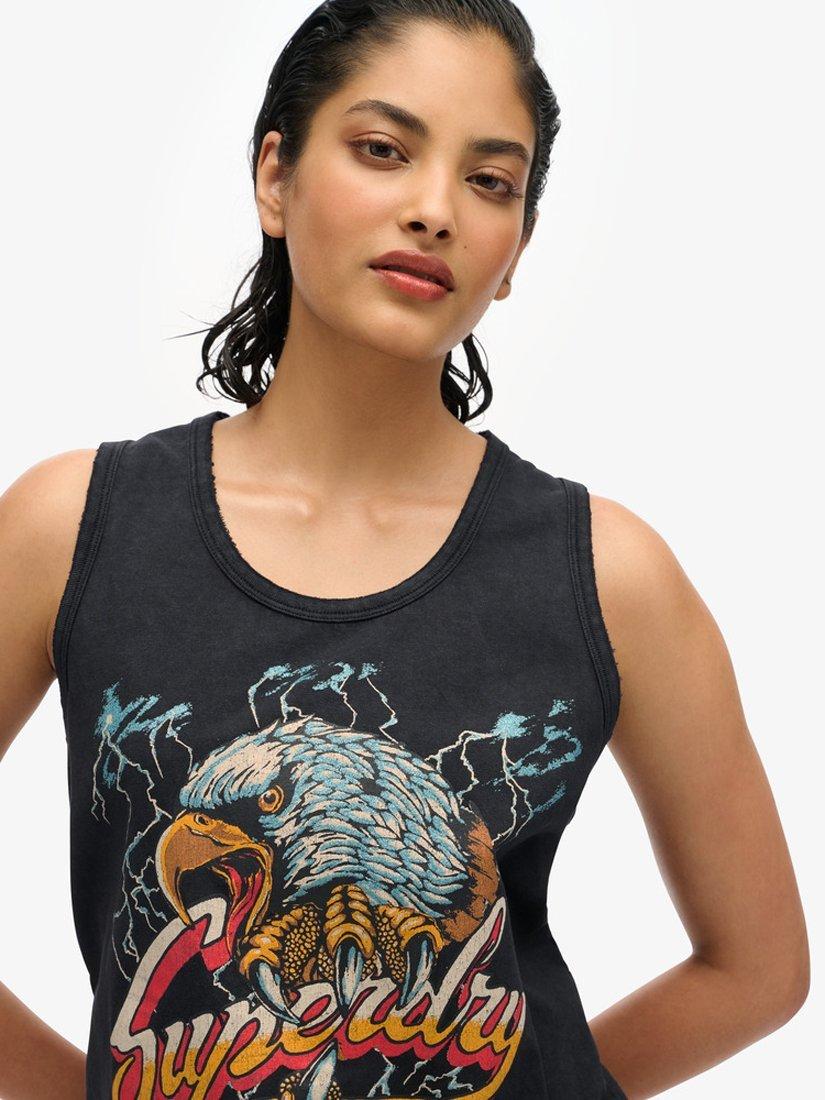 Product image 4 of 4, which shows Superdry Biker Rock Racer Vest Top, Black, 8