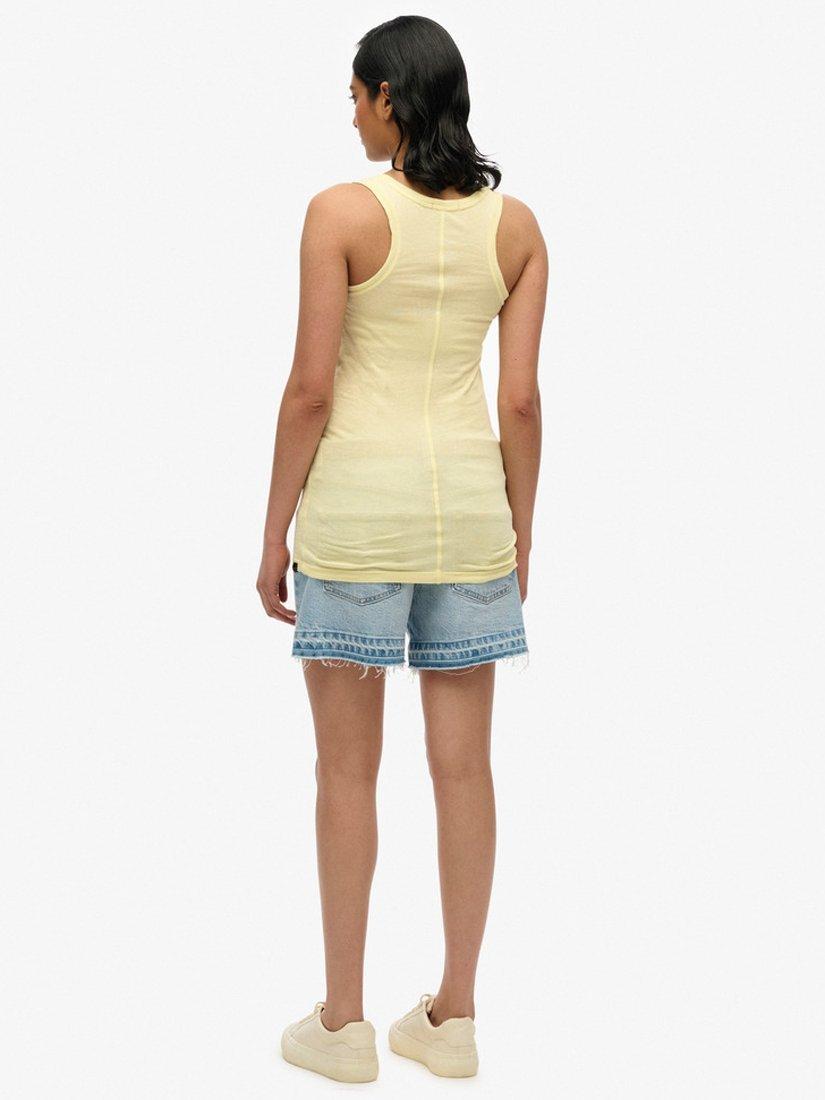 Product image 2 of 5, which shows Superdry Studios Pure Organic Cotton Racerback Vest Top, Vanilla Yellow, 8