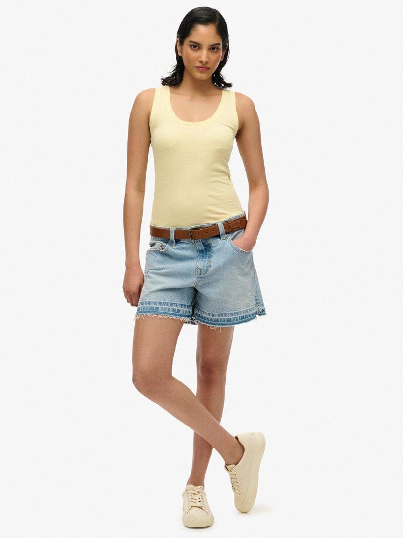 Product image 3 of 5, which shows Superdry Studios Pure Organic Cotton Racerback Vest Top, Vanilla Yellow, 8