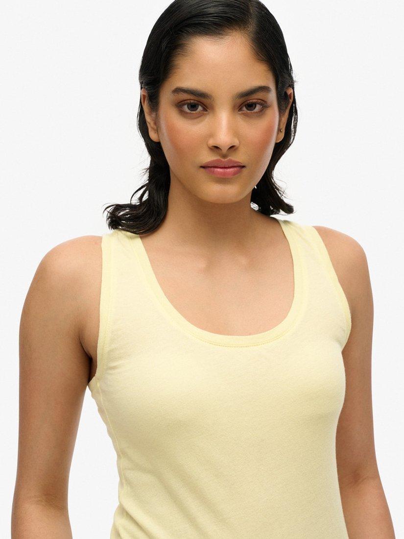 Product image 4 of 5, which shows Superdry Studios Pure Organic Cotton Racerback Vest Top, Vanilla Yellow, 8