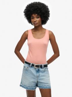 Superdry Studios Pure Organic Cotton Racerback Vest Top, Peach Amber Pink