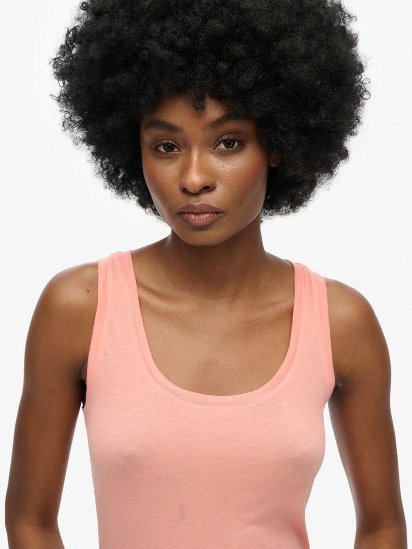 Product image 4 of 4, which shows Superdry Studios Pure Organic Cotton Racerback Vest Top, Peach Amber Pink, 8
