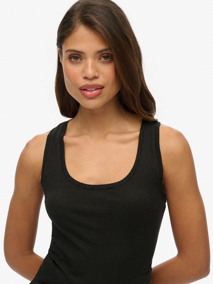 Product image 4 of 5, which shows Superdry Studios Lightweight Organic Cotton Racer Vest Top, Washed Black, 8