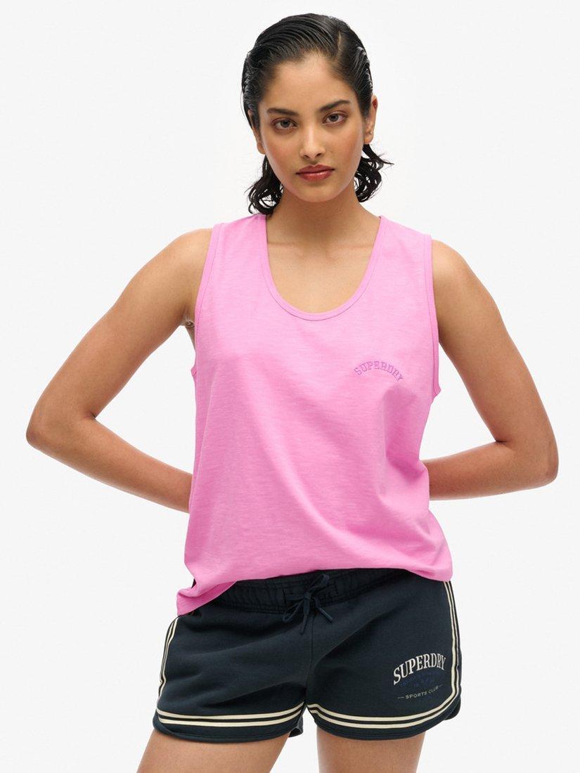 Product image 1 of 4, which shows Superdry Outdoor Stripe Scoop Neck Tank Top, Pink, 8
