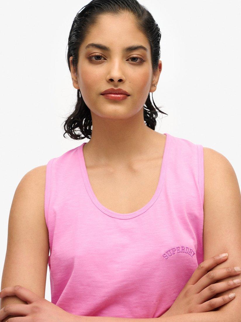 Product image 4 of 4, which shows Superdry Outdoor Stripe Scoop Neck Tank Top, Pink, 8