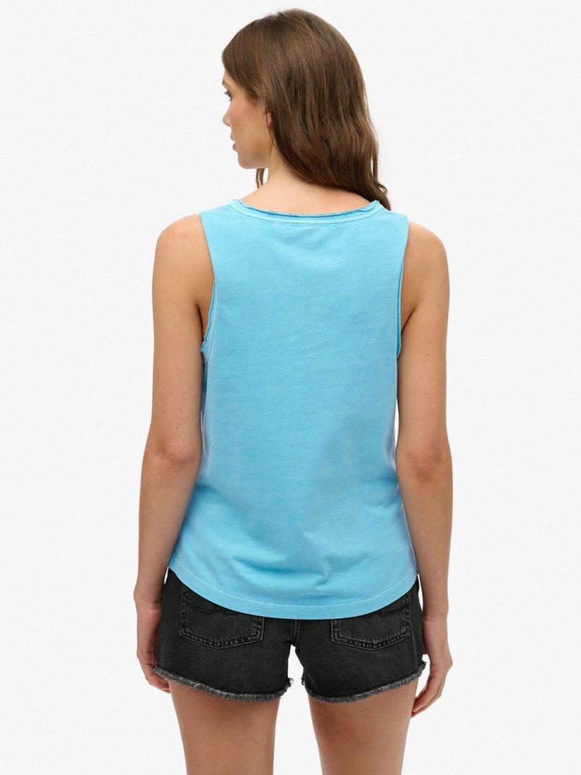 Product image 2 of 5, which shows Superdry Outdoor Stripe Scoop Neck Tank Top, Neon Sky Blue, 8