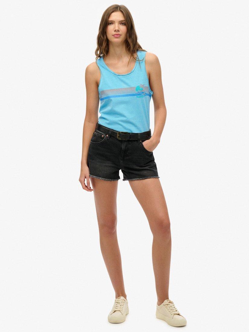 Product image 3 of 5, which shows Superdry Outdoor Stripe Scoop Neck Tank Top, Neon Sky Blue, 8