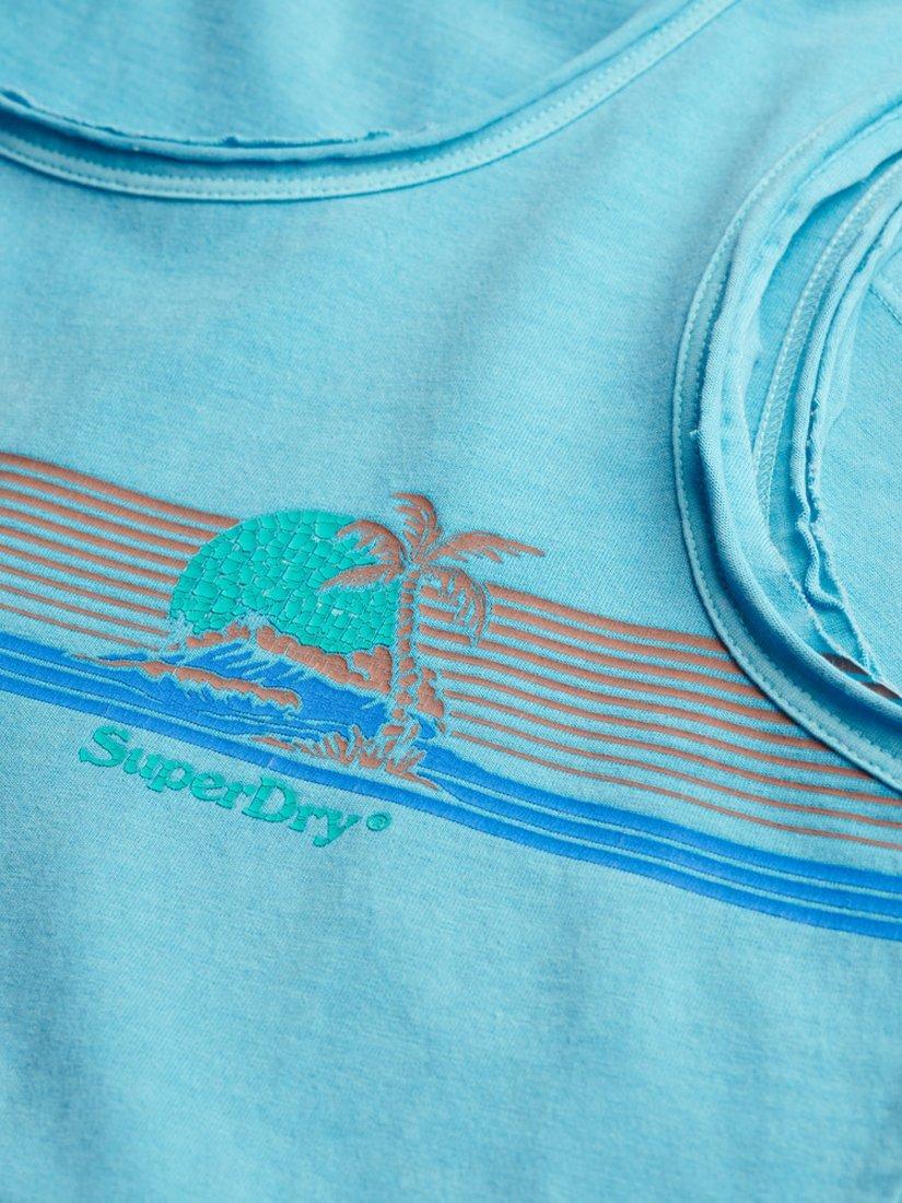Product image 5 of 5, which shows Superdry Outdoor Stripe Scoop Neck Tank Top, Neon Sky Blue, 8