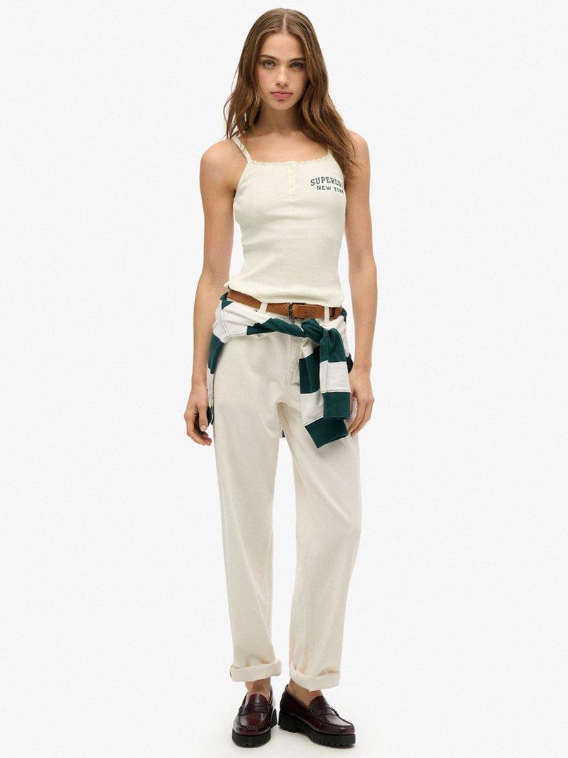 Product image 3 of 5, which shows Superdry Athletic Essentials Button Cami Top, Off White, 8