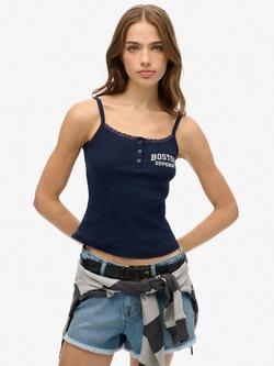 Superdry Athletic Essentials Button Cami Top, Richest Navy
