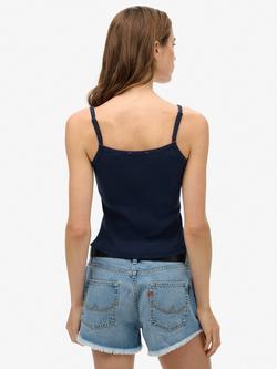 Superdry Athletic Essentials Button Cami Top - view 2, Richest Navy