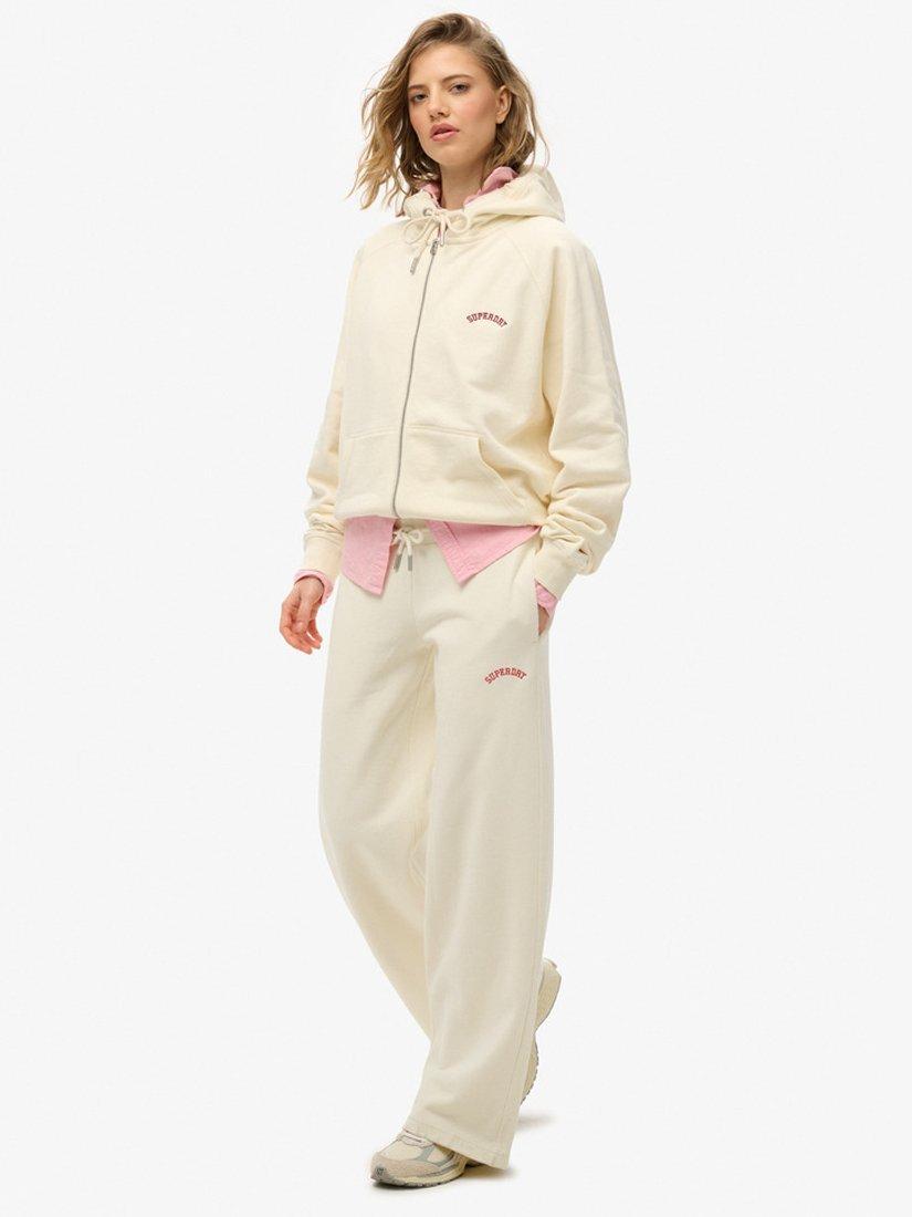 Product image 3 of 5, which shows Superdry Essential Logo Wide Leg Joggers, Desert Bone White, 8