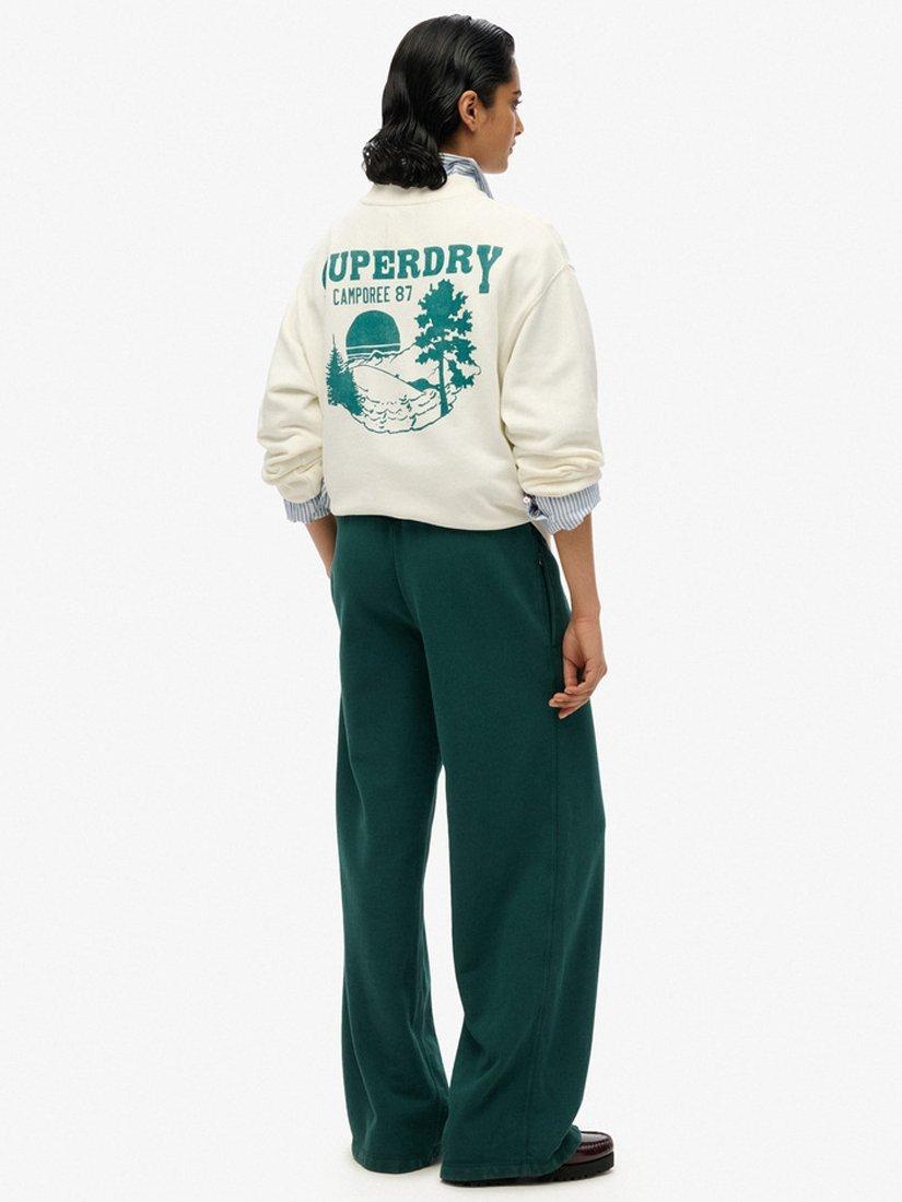 Product image 2 of 6, which shows Superdry Essential Logo Wide Leg Joggers, Dark Pine Green, 8